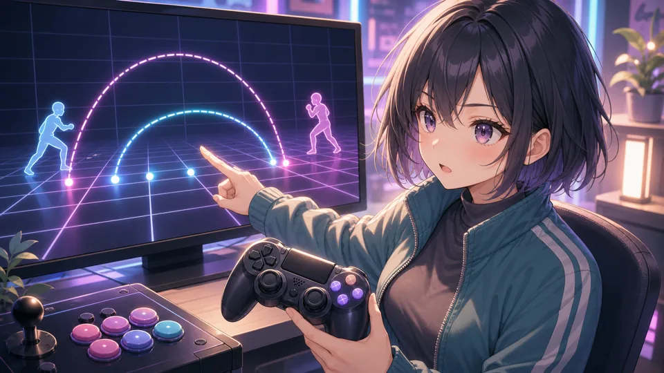 中足の距離と差し返しを考える格闘ゲーム練習イメージ