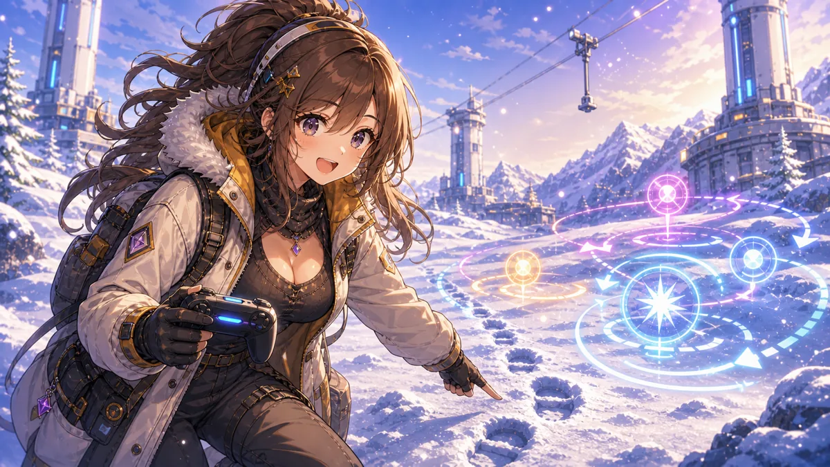 雪原探索と連携戦闘を示すオリジナルイラスト