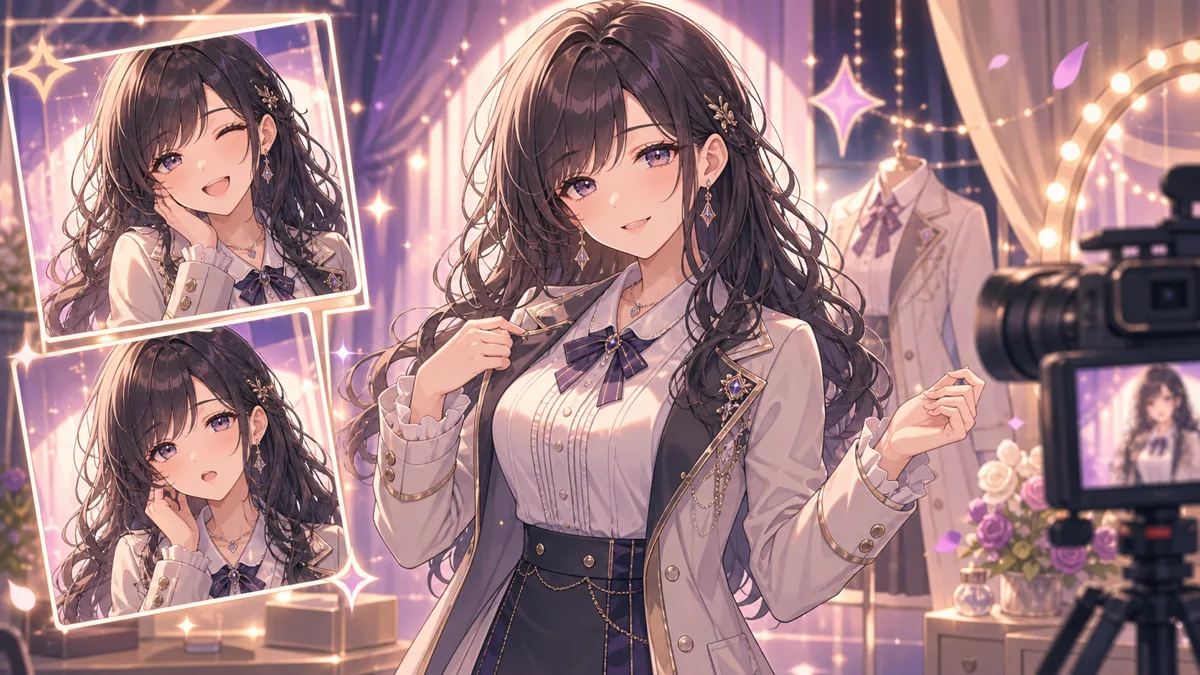 清楚な新衣装を披露するオリジナル女性キャラクターのイメージ