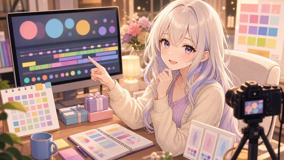配信アーカイブと公式情報を照らし合わせる編集机のイメージ