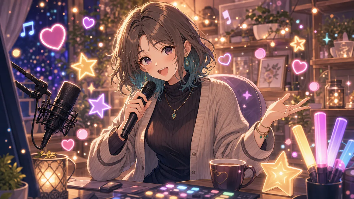 コメント演出と近況トークが広がる配信画面イメージ