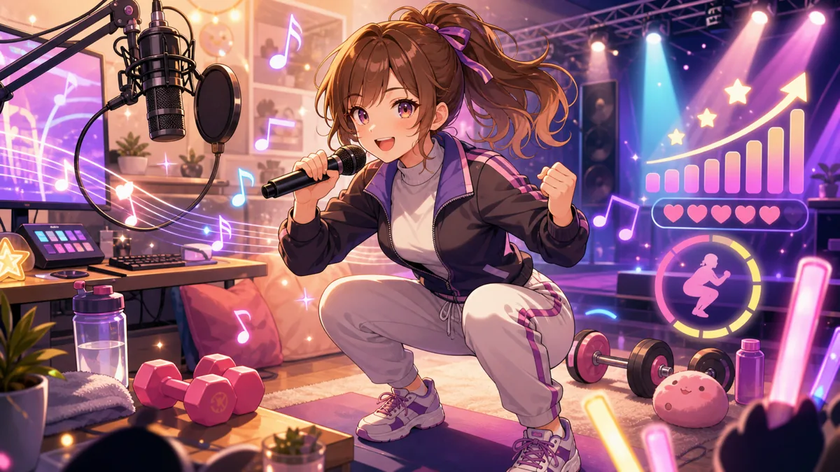 爆走蛇亜 桃葉*桃爾、登録増加でスクワット追加の歌枠#31 アニソンとボカロで走り切った4時間半 のV-BUZZ独自アイキャッチ