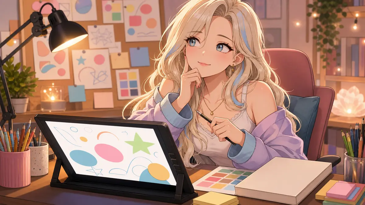 辞書とスケッチブックを並べて難しいお題を考える人物のイメージ