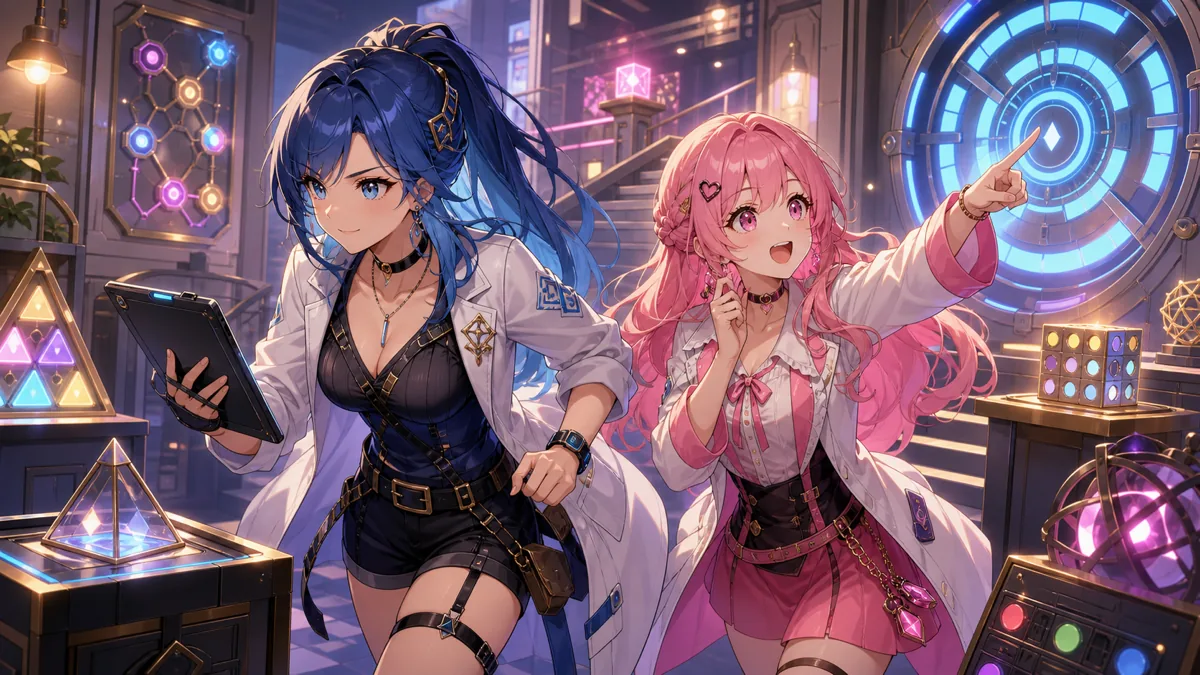 研究施設風の脱出ゲームで謎を解くオリジナル女性二人組