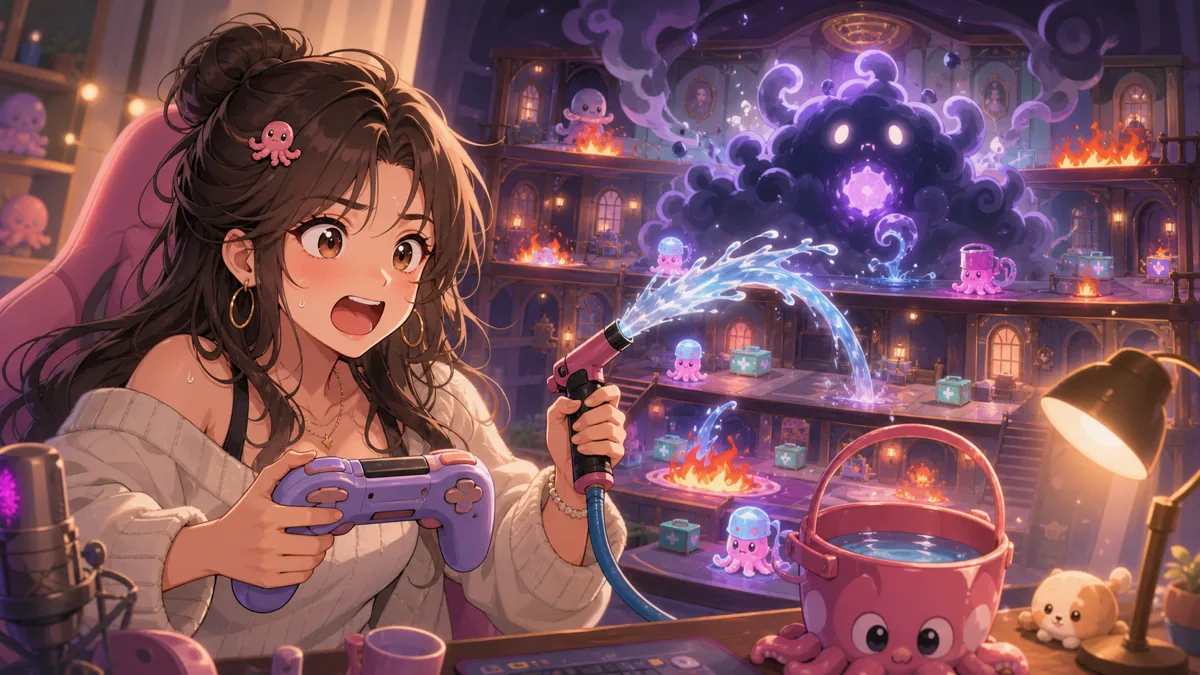 ボス対応とタコツボ裁判で緊張するオリジナル女性キャラクターのイメージ