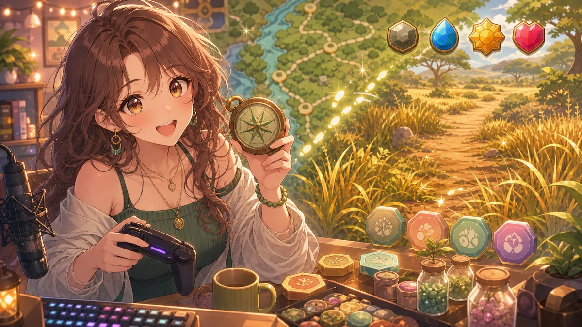 サファリ探索で次の手持ち候補を探すオリジナル女性キャラクターのイメージ