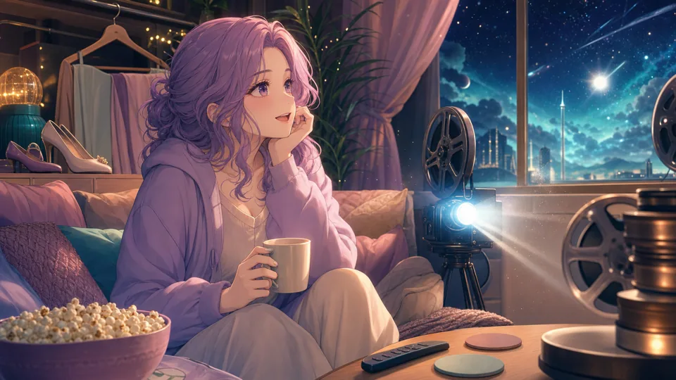 映画とアニメ談義を楽しむオリジナル女性キャラクター