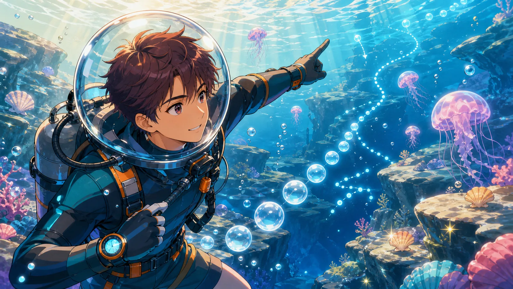 序盤の酸素管理と深海ルートをイメージしたオリジナルイラスト