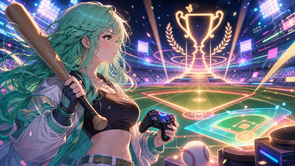 スタジアムの照明の下で決戦前に深呼吸する人物