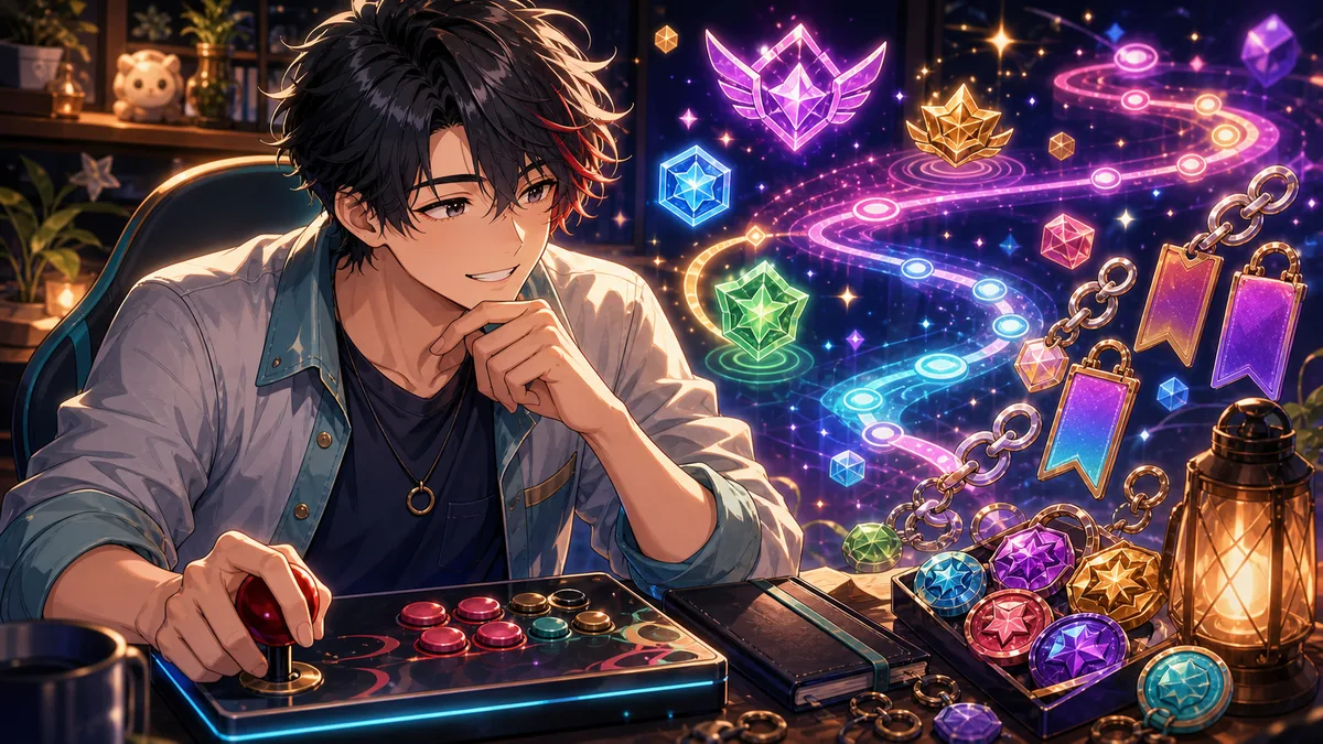 配信アーカイブを見返しながら練習ルートと公式リンクを整理するオリジナル男性キャラクターのサムネイル