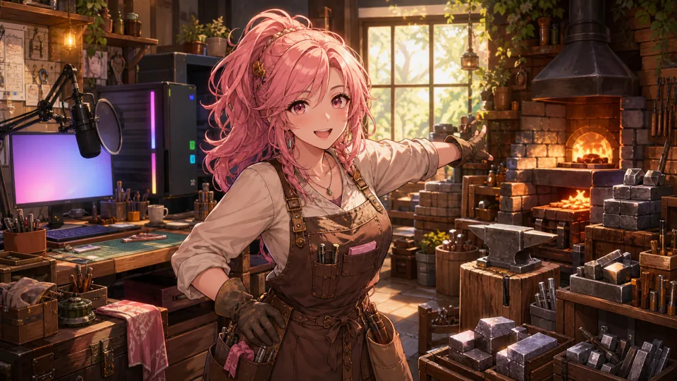 サーバー復旧後に鍛冶屋づくりへ向かうオリジナルキャラクター