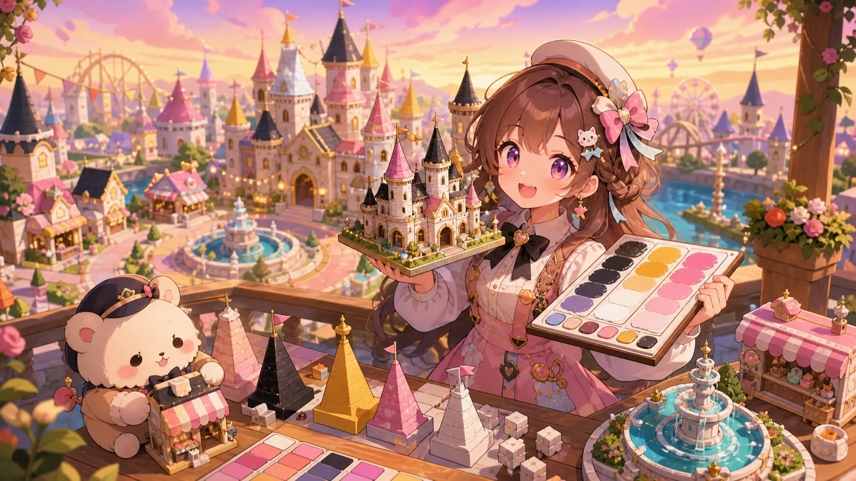 城のカラーリングと店づくりを考えるオリジナルキャラクターのイメージ