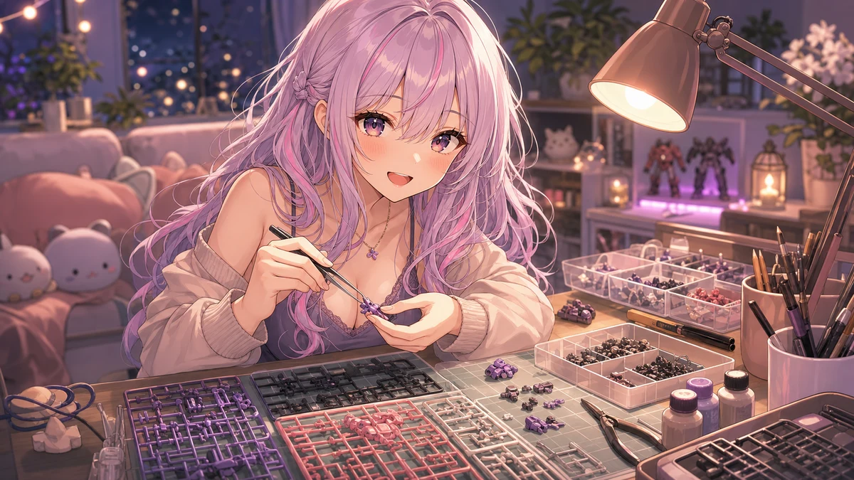 みりゃち、30MSネヴァリア制作で前回の続きへ なくしたパーツを気にしながら腰・腕・片足まで進めた夜 のV-BUZZ独自アイキャッチ