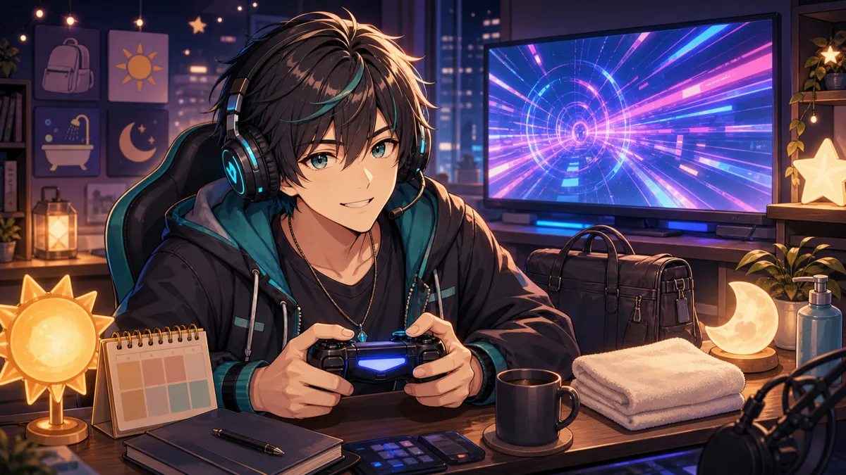 ゲーム配信の横でコメント欄の生活話が広がるイメージ