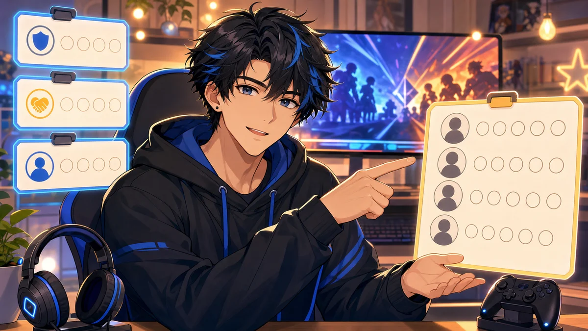 参加ルールを確認しながら仲間とゲームに向かう配信のイメージ