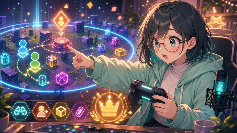 戦場の小物と部隊表示を見ながら相談するApex配信イメージ