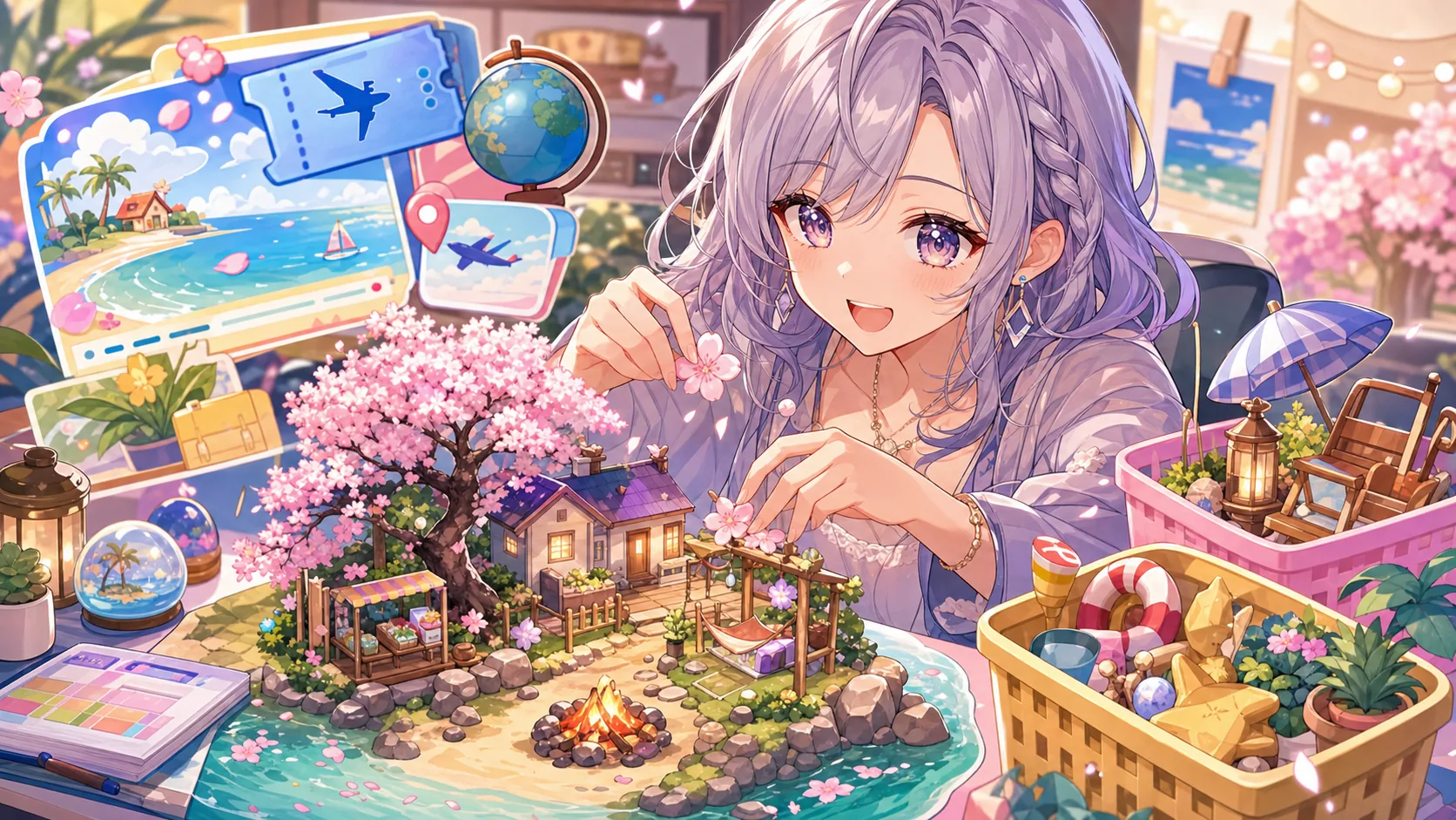 旅行ニュースと桜の島づくりをイメージしたオリジナルイラスト