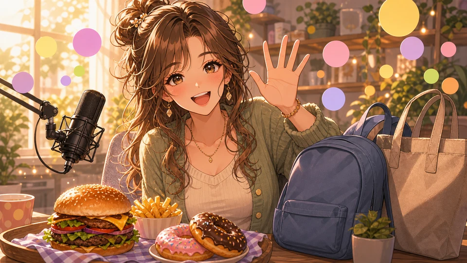 朝のコメント欄を見ながら出勤と通学の人を送り出す女性キャラクターのイメージ