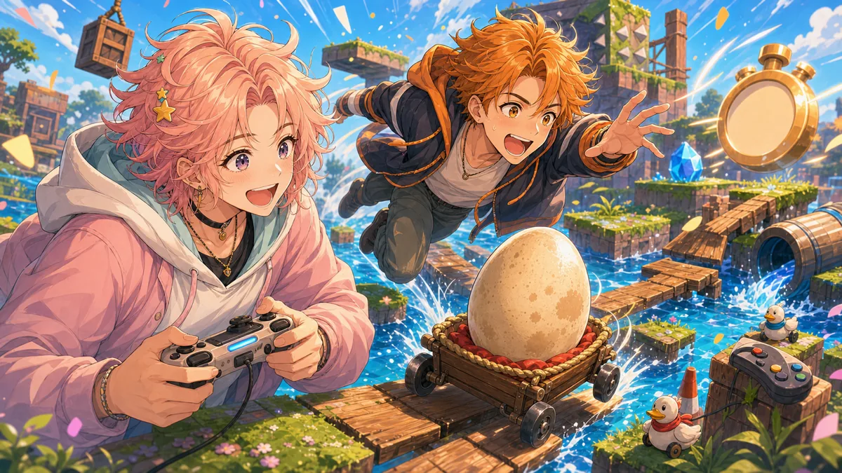 兎鞠まりとレグルシュ・ライオンハート、『An Eggstremely Hard Game: Demo』で卵運びからRTA相談まで遊び倒す のV-BUZZ独自アイキャッチ