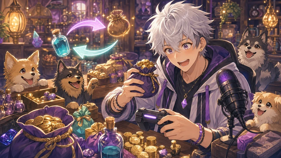 通信交換と資金立て直しを表すオリジナル男性キャラクターのサムネイル