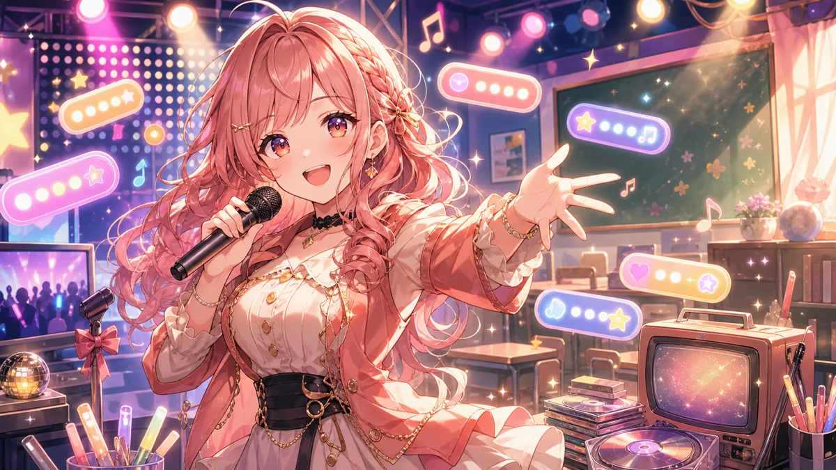 作品の記憶が選曲を太くする中盤をイメージしたオリジナルキャラクターの歌枠サムネイル